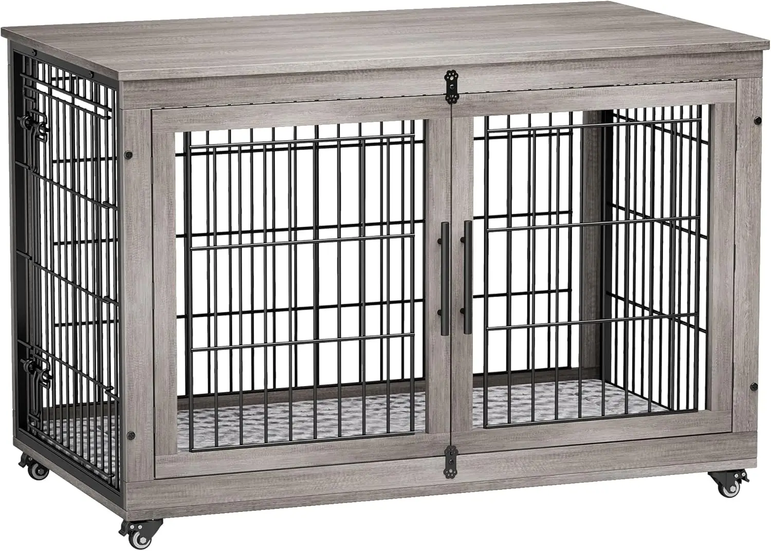 XL Wooden Dog Kennel with Double Doors, 44'' Heavy Duty Crate, Cushion & Wheels, Chew-Resistant Design, Grey
XL Wooden Dog Kennel with Double Doors, 44'' Heavy Duty Crate, Cushion & Wheels, Chew-Resistant Design, Grey