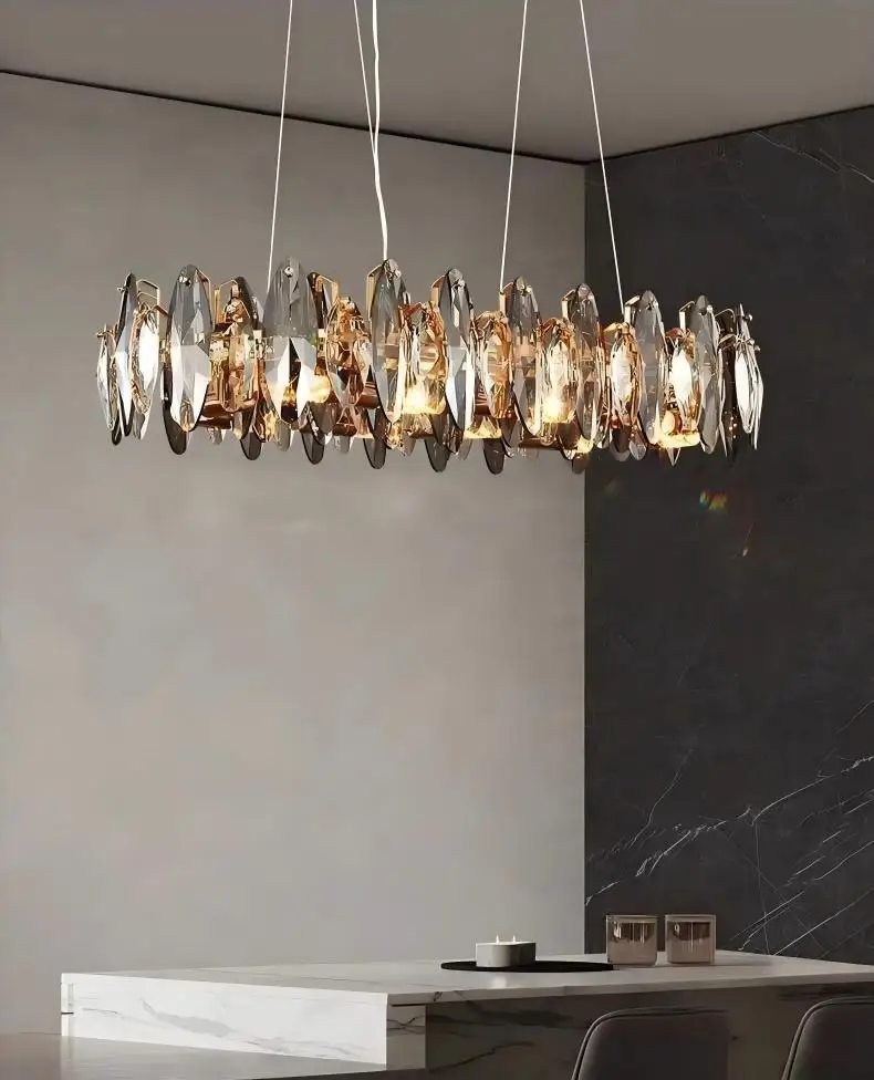 Contemporary Crystal Chandelier | Linear Pendant Lighting for Kitchen Island | Gold Dining Room Hanging Lamp Home Decor
Contemporary Crystal Chandelier | Linear Pendant Lighting for Kitchen Island | Gold Dining Room Hanging Lamp Home Decor