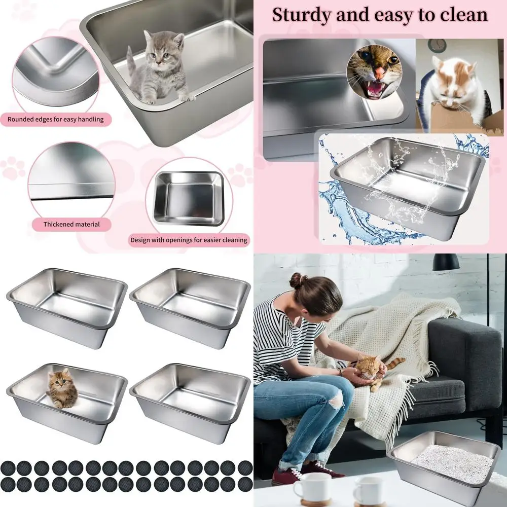 Large Stainless Steel Litter Box 17.7 x 13.8 x 5.9 with 30 Non-Slip Gaskets for Cats
Large Stainless Steel Litter Box 17.7 x 13.8 x 5.9 with 30 Non-Slip Gaskets for Cats