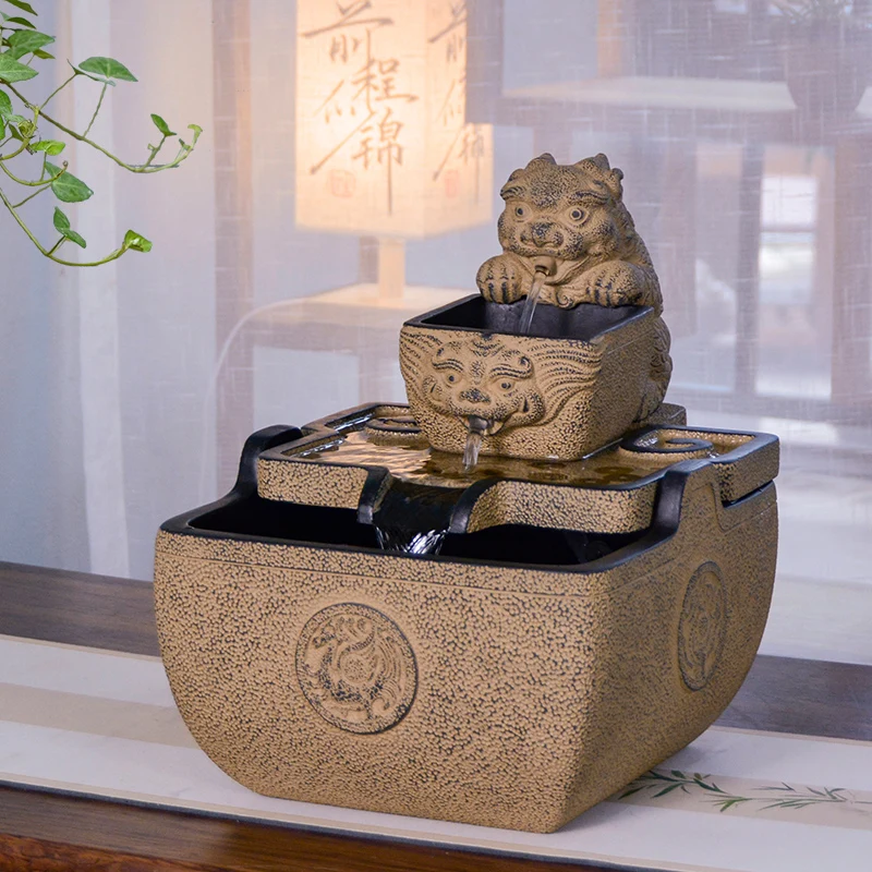 Flow ornament circulating water Chinese-style office desktop attracts wealth every day,golden fish tank tea room living room 
Flow ornament circulating water Chinese-style office desktop attracts wealth every day,golden fish tank tea room living room