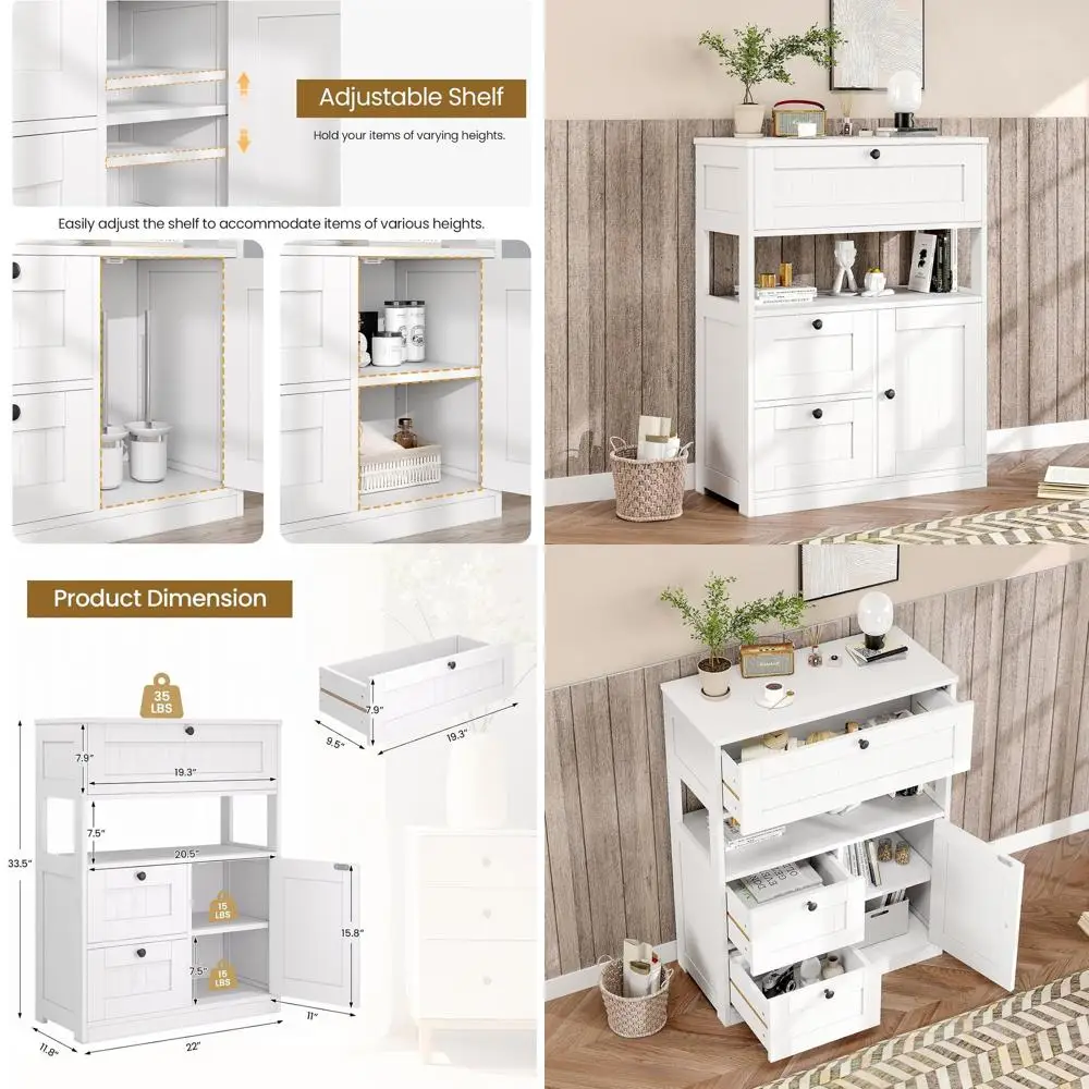Space-Saving Bathroom Floor Storage Cabinet Organizer with 1 Door and 3 Drawers, Ideal for Kitchen and Living Room Use
Space-Saving Bathroom Floor Storage Cabinet Organizer with 1 Door and 3 Drawers, Ideal for Kitchen and Living Room Use