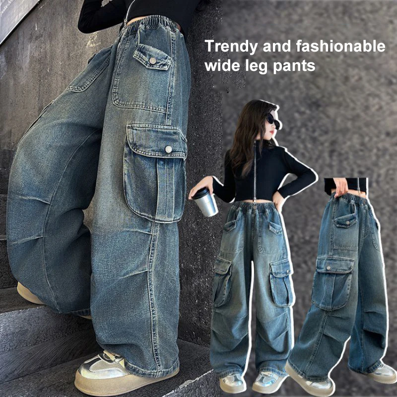 Autumn Winter New Ladies Cargo Jeans American Street Style Baggy Cargo Pants Women Blue Multi-pocket Wide Leg Jeans for Women
Autumn Winter New Ladies Cargo Jeans American Street Style Baggy Cargo Pants Women Blue Multi-pocket Wide Leg Jeans for Women