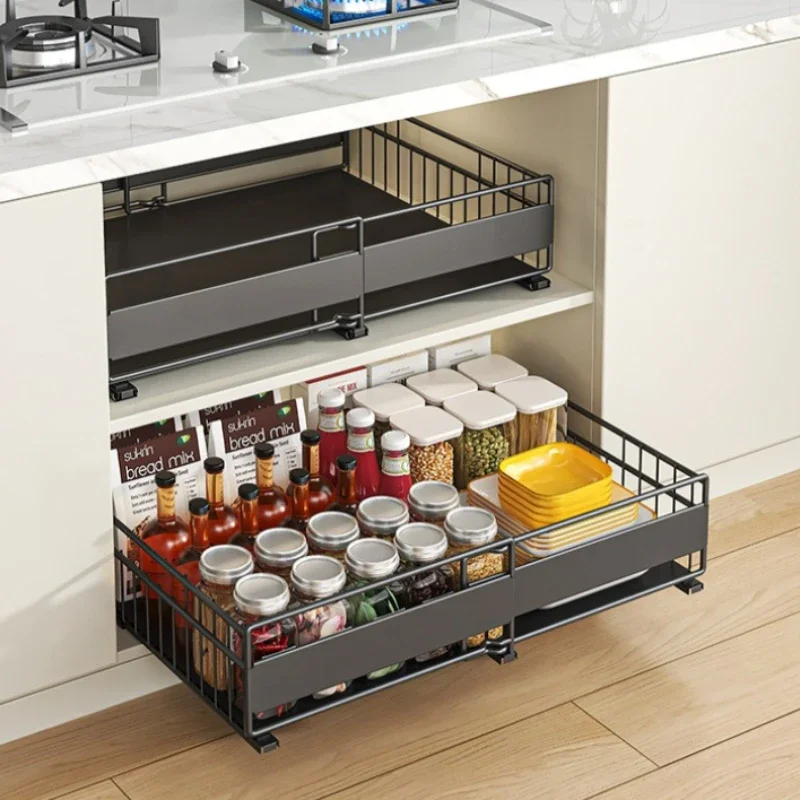Retractable basket, drawer type seasoning tableware storage rack in kitchen cabinet, storage basket, wardrobe pull rack
Retractable basket, drawer type seasoning tableware storage rack in kitchen cabinet, storage basket, wardrobe pull rack