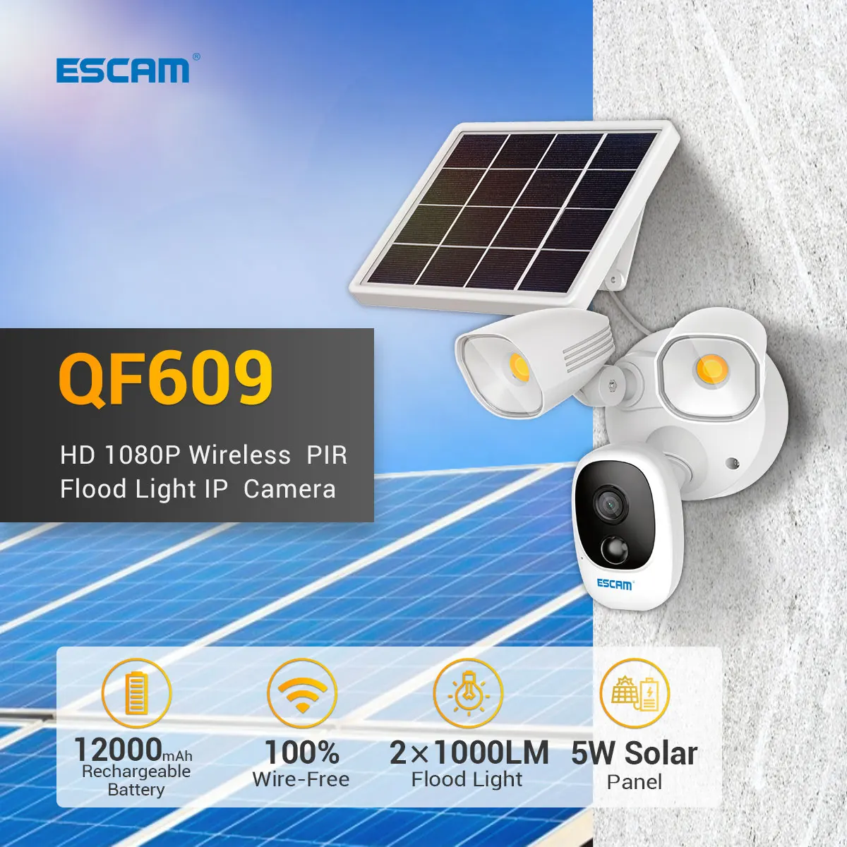 ESCAM QF609 2MP 1080P Полноцветная солнечная лампа для двора IP-камера Прожектор Уличный монитор Домашняя безопасность Монитор видеонаблюдения
ESCAM QF609 2MP 1080P Полноцветная солнечная лампа для двора IP-камера Прожектор Уличный монитор Домашняя безопасность Монитор видеонаблюдения