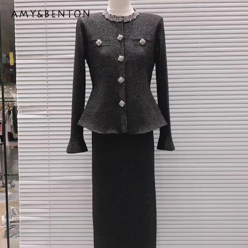 2026 Spring Women's Long Skirt Set French Design Rhinestone Embellished Ruffle Sleeve Knitted Coat Slimming Skirts Sets Ladies
2026 Spring Women's Long Skirt Set French Design Rhinestone Embellished Ruffle Sleeve Knitted Coat Slimming Skirts Sets Ladies