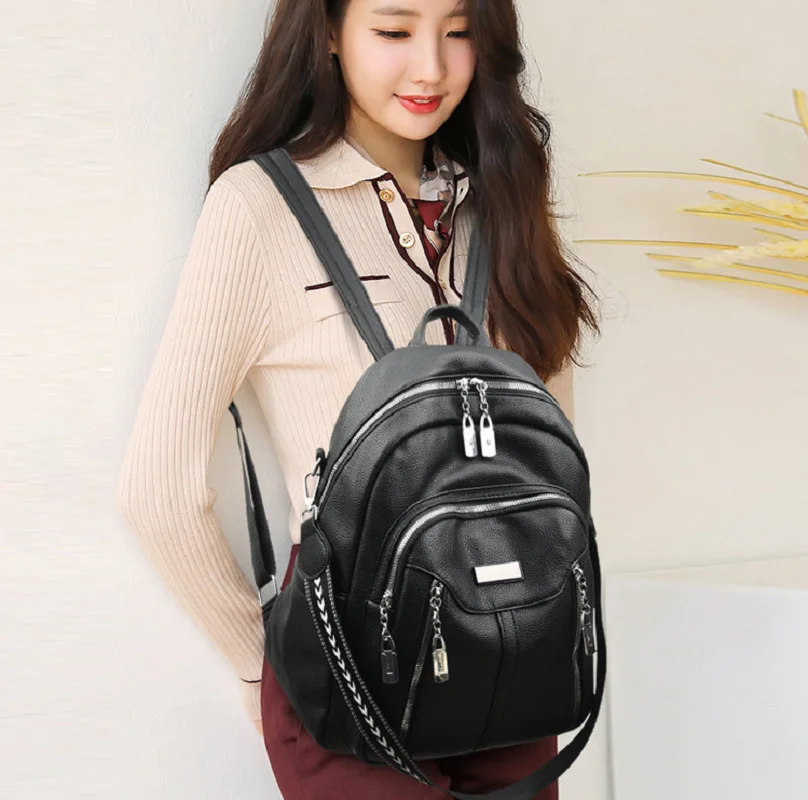 2026 New Korean Fashion High Quality Soft Leather Travel Double Zipper Shoulder Bags Women's Large Capacity Backpacks School Bag
2026 New Korean Fashion High Quality Soft Leather Travel Double Zipper Shoulder Bags Women's Large Capacity Backpacks School Bag