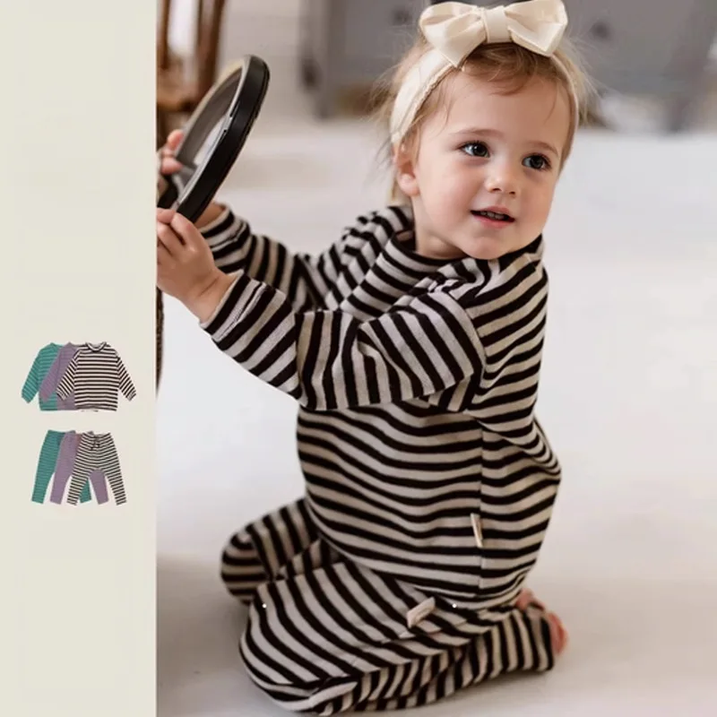 2025 Infant and Toddler Spring and Autumn Hoodie, Baby Striped Cotton Round Neck Children's Home Set, kids clothes
2025 Infant and Toddler Spring and Autumn Hoodie, Baby Striped Cotton Round Neck Children's Home Set, kids clothes