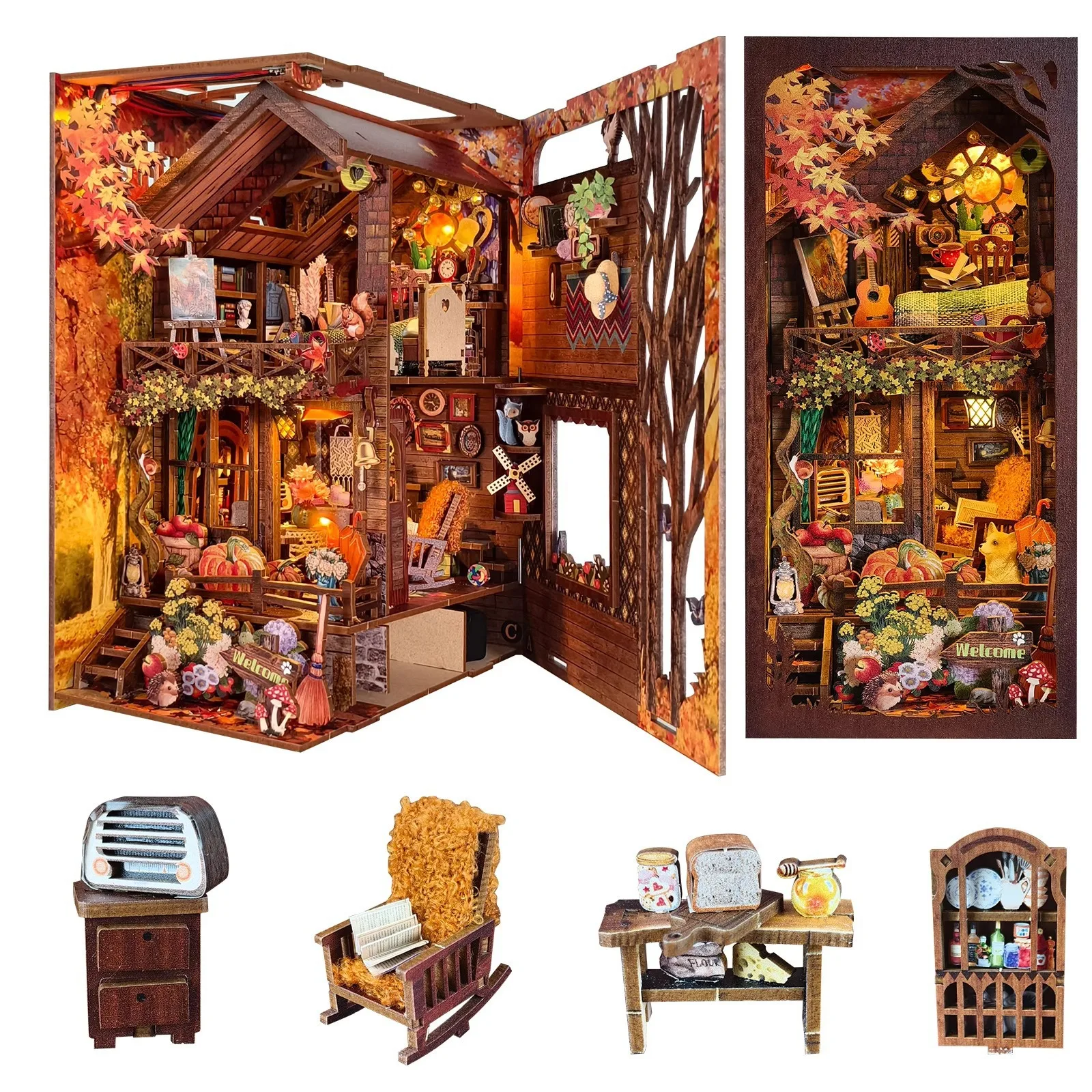 3D Wooden Puzzle Twilight Cottage Bookend, DIY Assembly Model Kit with LED for Home Desk Decor, Educational Toy Gift
3D Wooden Puzzle Twilight Cottage Bookend, DIY Assembly Model Kit with LED for Home Desk Decor, Educational Toy Gift