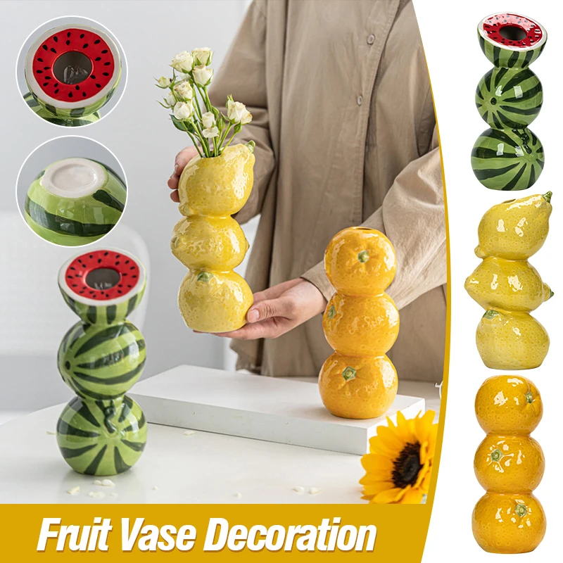 Imitation Fruit Ceramic Vase Flower Insert Creative Modern Wind Home Life Gardening Ornaments Living Room Desktop Decoration 
Imitation Fruit Ceramic Vase Flower Insert Creative Modern Wind Home Life Gardening Ornaments Living Room Desktop Decoration
