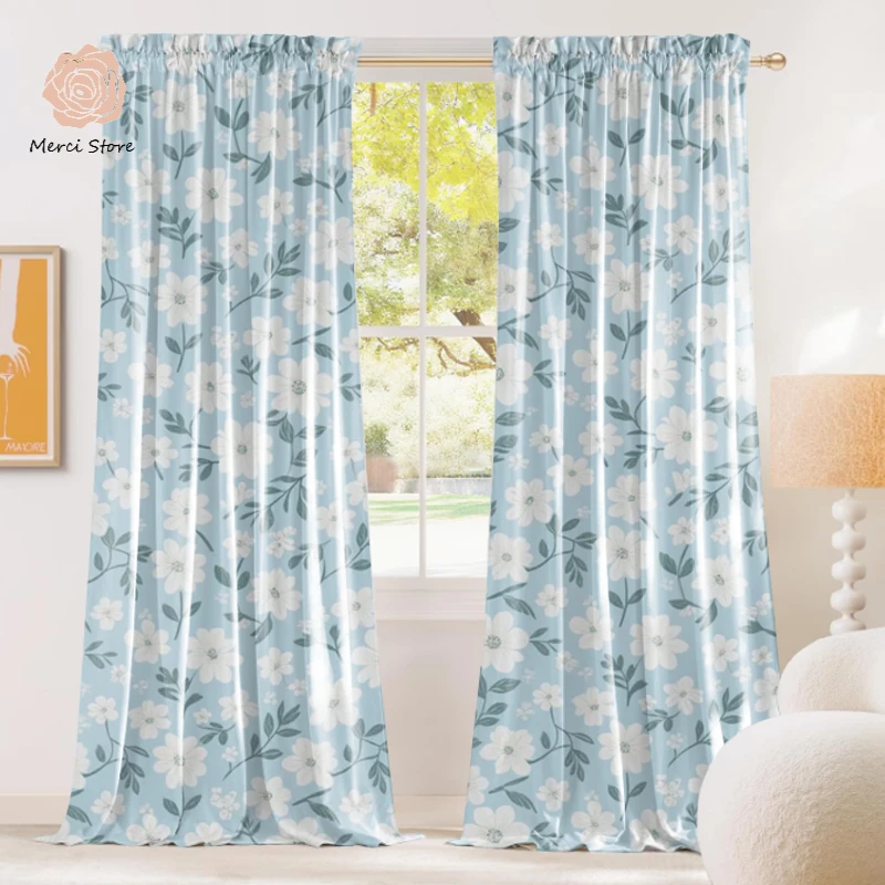 Natural Fresh Blue Background White Flowers Print Curtains - Customized Patterns Curtains for Living Room Bedroom Window Drapes
Natural Fresh Blue Background White Flowers Print Curtains - Customized Patterns Curtains for Living Room Bedroom Window Drapes