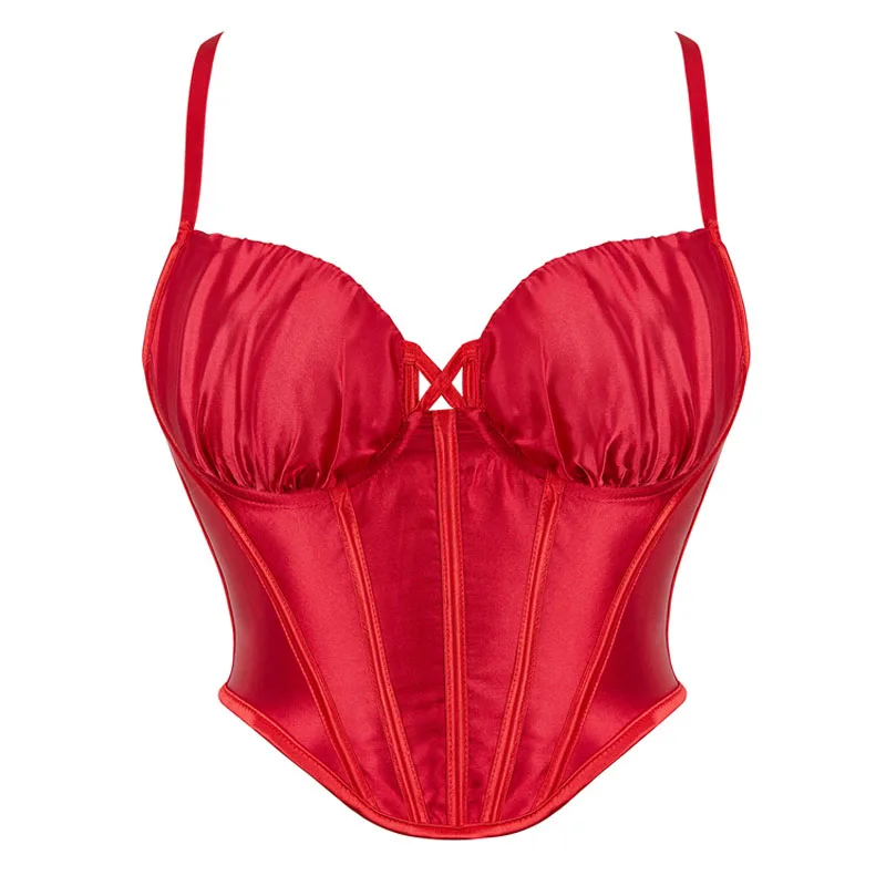2023 Sexy Women's Overbust Corset Top Red Satin Lace Up Plastic Boned Bustiers Crop Tops Body Shaper Lingerie for Ladies Female
2023 Sexy Women's Overbust Corset Top Red Satin Lace Up Plastic Boned Bustiers Crop Tops Body Shaper Lingerie for Ladies Female