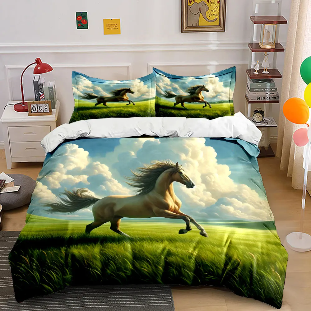 Horse running on grassland Pattern Duvet Cover Set Digital Print Colorful Polyester Bedding with Zipper Closur for kids gifts
Horse running on grassland Pattern Duvet Cover Set Digital Print Colorful Polyester Bedding with Zipper Closur for kids gifts