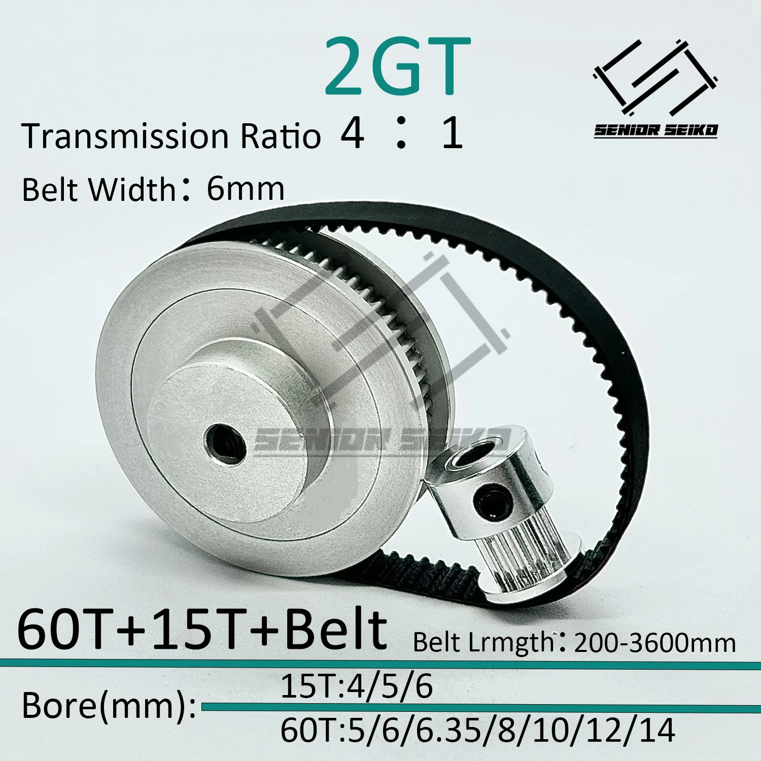 2GT 2M 15Teeth 60T GT2 60Teeth 15T Timing Belt Pulley Set Belt Width 6mm Bore 4~14mm 4:1 Wheel Synchronous Pulley Belt Kit
2GT 2M 15Teeth 60T GT2 60Teeth 15T Timing Belt Pulley Set Belt Width 6mm Bore 4~14mm 4:1 Wheel Synchronous Pulley Belt Kit