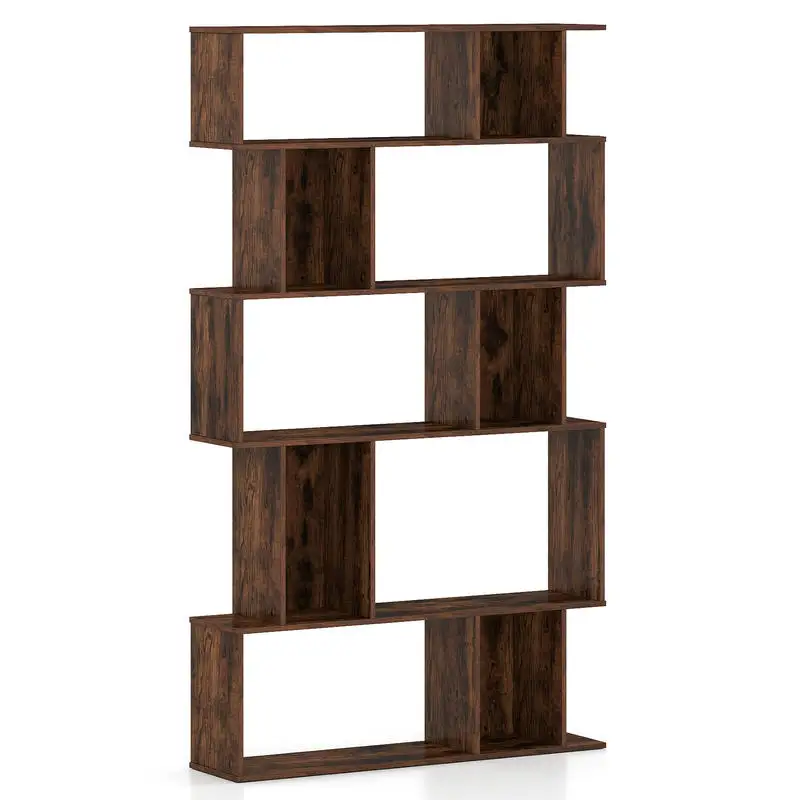 Geometric Bookshelf 5-Tier Bookcase with Open Shelves and Closed-back Cubes-Brown
Geometric Bookshelf 5-Tier Bookcase with Open Shelves and Closed-back Cubes-Brown