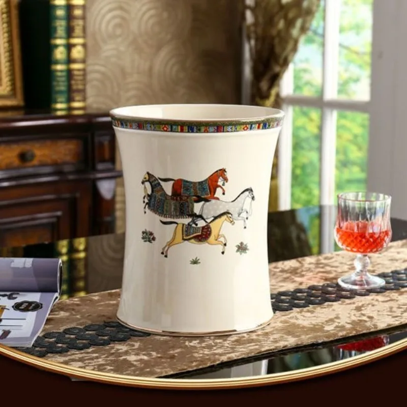 Luxury Wastebasket Bathroom Ceramic Waste Bins Household Living Room Kitchen Trash Bin Elegant Design Uncovered Litter Bins
Luxury Wastebasket Bathroom Ceramic Waste Bins Household Living Room Kitchen Trash Bin Elegant Design Uncovered Litter Bins