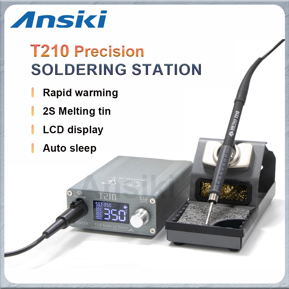 OSS T210 Precision Solder Station LCD display with C210 Tip 2S Rapid warming for JBC Precision Electronics Welding Repair Tools
OSS T210 Precision Solder Station LCD display with C210 Tip 2S Rapid warming for JBC Precision Electronics Welding Repair Tools