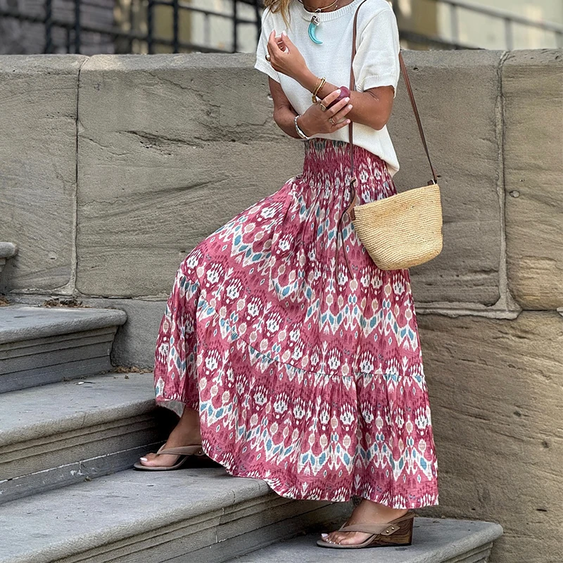 Fashion Pattern Printed Beach Half Skirt Summer 2025 Elastic Waist Pleated Loose Skirt Women Casual High Street Swing Long Skirt
Fashion Pattern Printed Beach Half Skirt Summer 2025 Elastic Waist Pleated Loose Skirt Women Casual High Street Swing Long Skirt