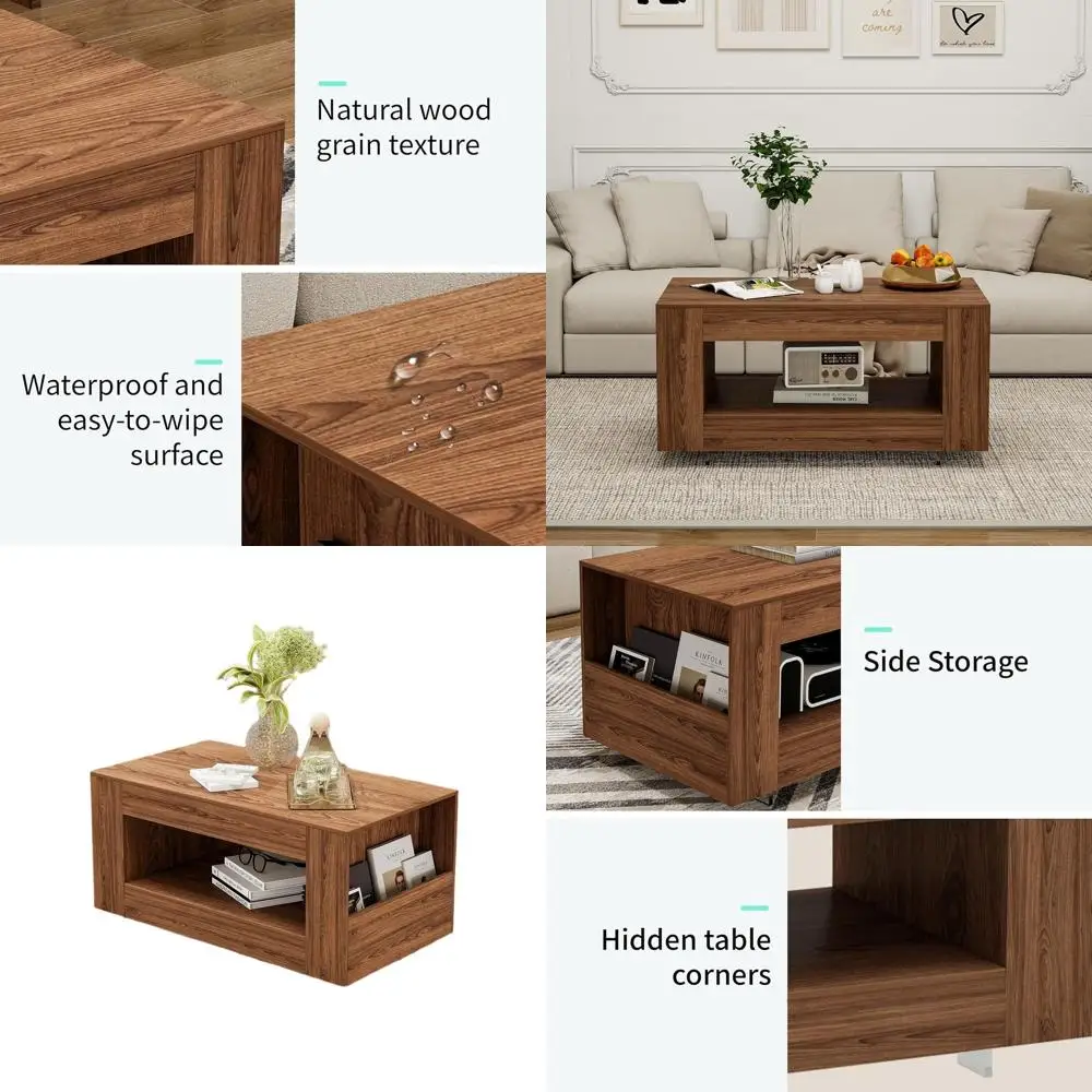 39 Walnut 2-Tier Storage Coffee Table with Transparent Legs for Living Room and Home Office
39 Walnut 2-Tier Storage Coffee Table with Transparent Legs for Living Room and Home Office