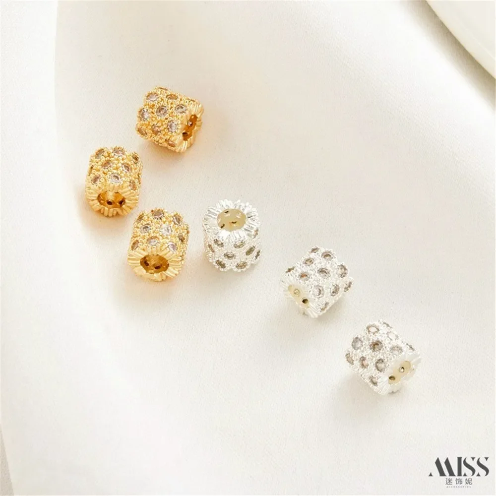 14K Bag Gold Full Zircon Large Hole Bead Spacer Running Ring Pendant DIY Bucket Bead String Bracelet Necklace Jewelry Accessorie
14K Bag Gold Full Zircon Large Hole Bead Spacer Running Ring Pendant DIY Bucket Bead String Bracelet Necklace Jewelry Accessorie