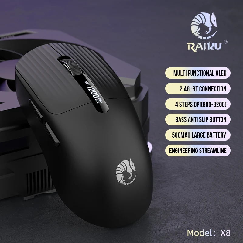 Беспроводная бесшумная мышь RAIKU X8, подходящая для бизнес-офиса, киберспортивных игр, Bluetooth 5,2 и 2,4G, двухрежимные мыши, эргономика Rech
Беспроводная бесшумная мышь RAIKU X8, подходящая для бизнес-офиса, киберспортивных игр, Bluetooth 5,2 и 2,4G, двухрежимные мыши, эргономика Rech