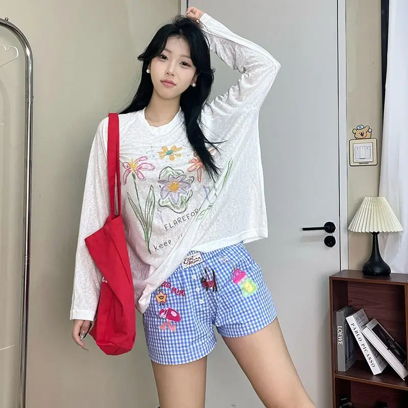 Summer Korean Fresh Popular O Neck Long Sleeve Casual T Shirts All Match Sweet Cute Flower Print Girl Tops Y2k Commuter Clothes
Summer Korean Fresh Popular O Neck Long Sleeve Casual T Shirts All Match Sweet Cute Flower Print Girl Tops Y2k Commuter Clothes