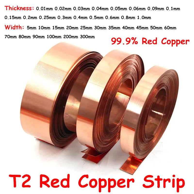 1 Meter 99.9% T2 Red Copper Strip Sheet Thickness 0.01-1mm Copper Coil Plate Width 10-300mm 0.02/0.05/ 0.1/0.15/0.2/0.25/0.3mm
1 Meter 99.9% T2 Red Copper Strip Sheet Thickness 0.01-1mm Copper Coil Plate Width 10-300mm 0.02/0.05/ 0.1/0.15/0.2/0.25/0.3mm