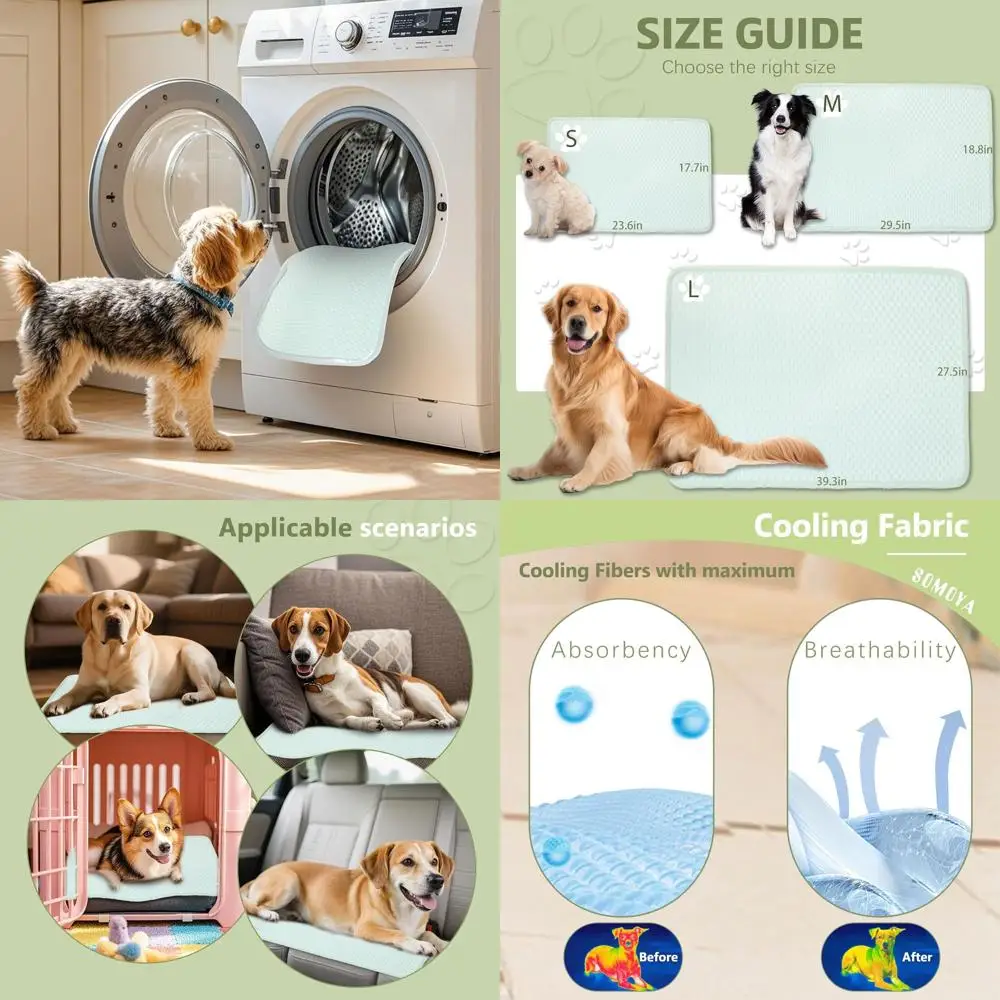 Large Dog Cooling Mat - Washable Ice Silk Blanket for Pets, Breathable Sleeping Mat for Large Dogs & Cats (Green, 27.5x39.3 in)
Large Dog Cooling Mat - Washable Ice Silk Blanket for Pets, Breathable Sleeping Mat for Large Dogs & Cats (Green, 27.5x39.3 in)