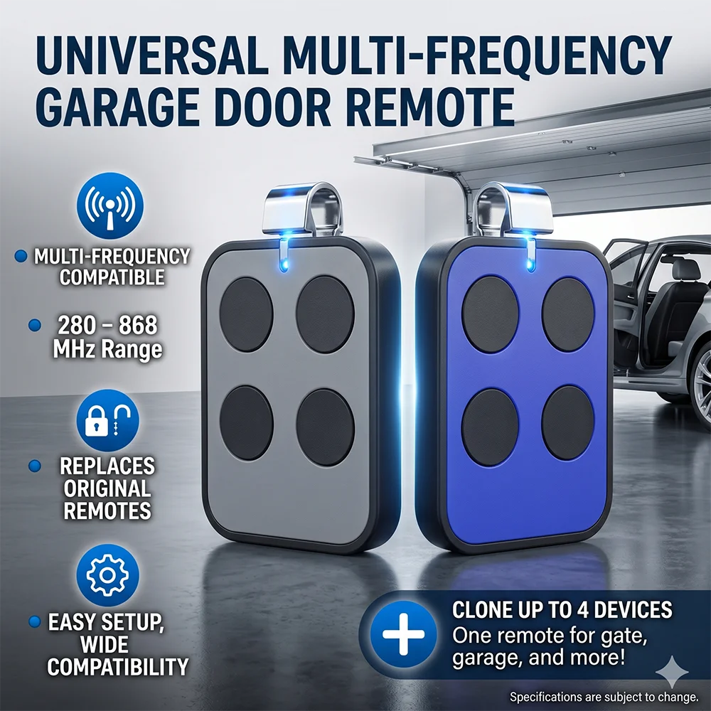 Garage Remote Control 280-868MHz MultiFrequency Duplicator 433.92MHz Gate Door Keyfob Transmitter
Garage Remote Control 280-868MHz MultiFrequency Duplicator 433.92MHz Gate Door Keyfob Transmitter