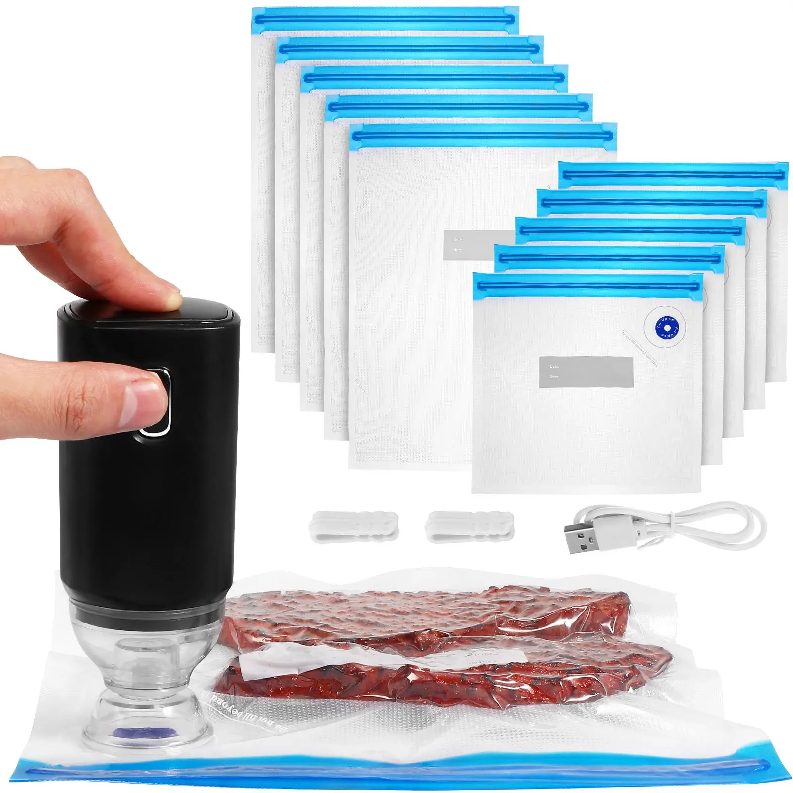 1Set Electric Food Handheld Vacuum Pump with Zip Bag Sealing Clamps Fast Sealing Machineing pakage for Cooking Food Storage
1Set Electric Food Handheld Vacuum Pump with Zip Bag Sealing Clamps Fast Sealing Machineing pakage for Cooking Food Storage