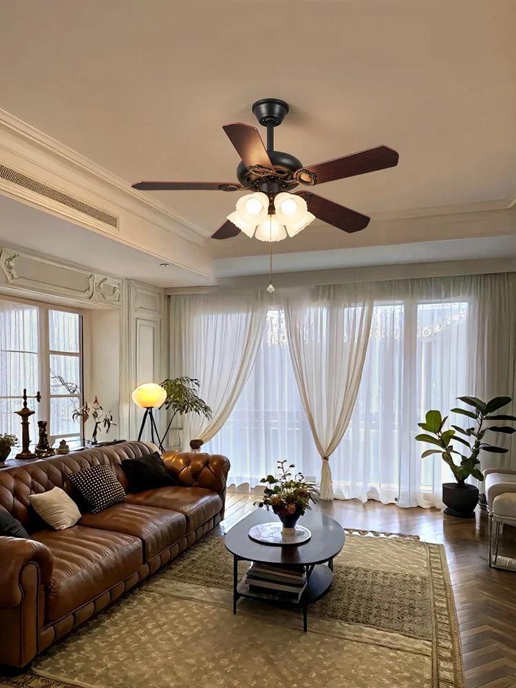 American Retro Restaurant Fan Lamp Bedroom Lamp Fan Dual-use High Wind Living Room Ceiling Fan Lighting Fixture
American Retro Restaurant Fan Lamp Bedroom Lamp Fan Dual-use High Wind Living Room Ceiling Fan Lighting Fixture