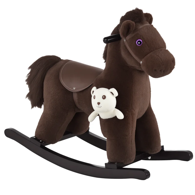Kids Plush Ride-On Rocking Horse with Bear Toy, Children Chair with Soft Plush Toy & Fun Realistic Sounds, Brown
Kids Plush Ride-On Rocking Horse with Bear Toy, Children Chair with Soft Plush Toy & Fun Realistic Sounds, Brown