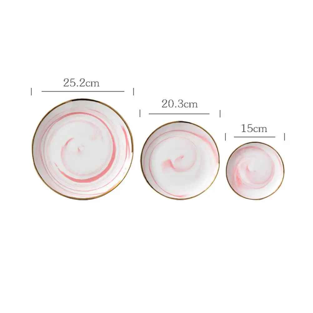 10 Inch Oral Marble -edged Dining Plate Pink Serving Tray Stoneware Kitchen Tableware
10 Inch Oral Marble -edged Dining Plate Pink Serving Tray Stoneware Kitchen Tableware