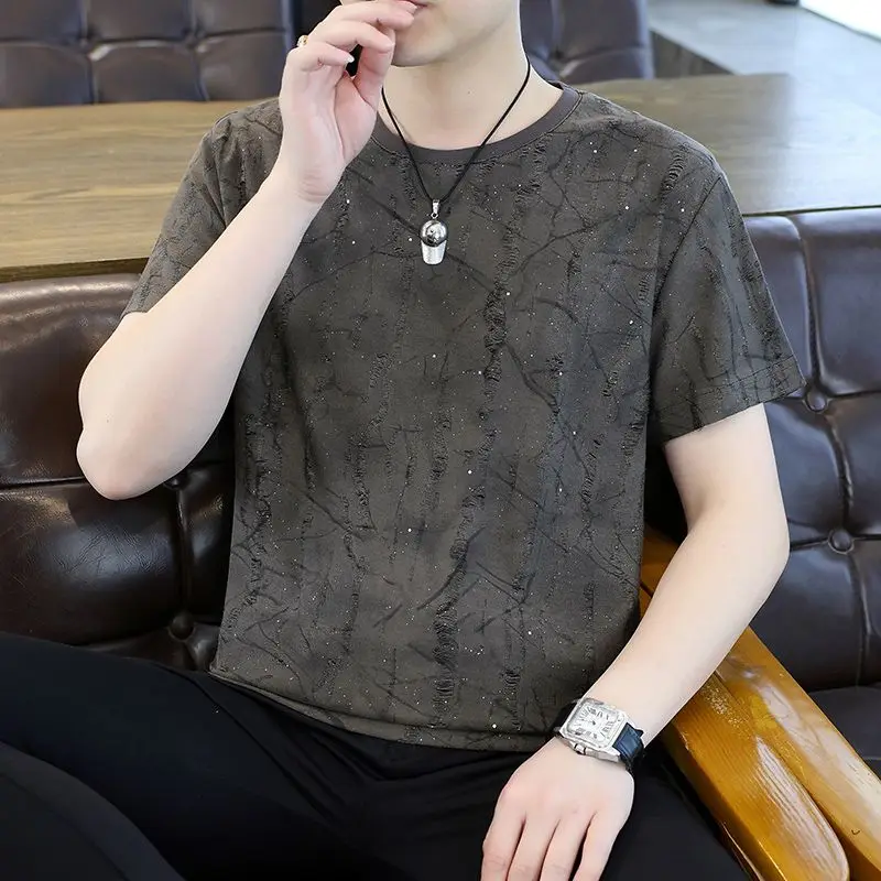 Hip Distressed Sequin T Shirt for Teen Boys 2026 Summer Korean Style Round Neck Short Sleeve Trendy Student Casual Tops
Hip Distressed Sequin T Shirt for Teen Boys 2026 Summer Korean Style Round Neck Short Sleeve Trendy Student Casual Tops
