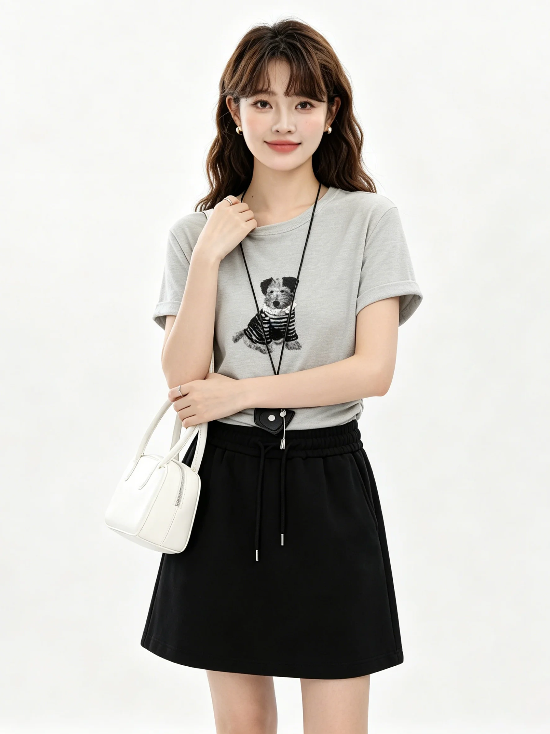 Ladies Korean Style Short Sleeve T-Shirt round Neck Print Casual Summer Top Youthful Design Versatile Fashionable Breathable
Ladies Korean Style Short Sleeve T-Shirt round Neck Print Casual Summer Top Youthful Design Versatile Fashionable Breathable