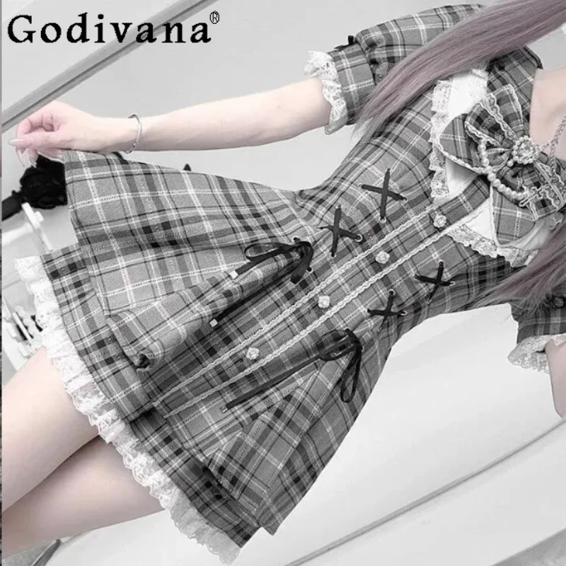 Summer New Japanese Sweet Lolita Bow Peter Pan Collar Dress Fashion Age Reduction A-line Short Puff Sleeve Dresses Shorts Sets
Summer New Japanese Sweet Lolita Bow Peter Pan Collar Dress Fashion Age Reduction A-line Short Puff Sleeve Dresses Shorts Sets