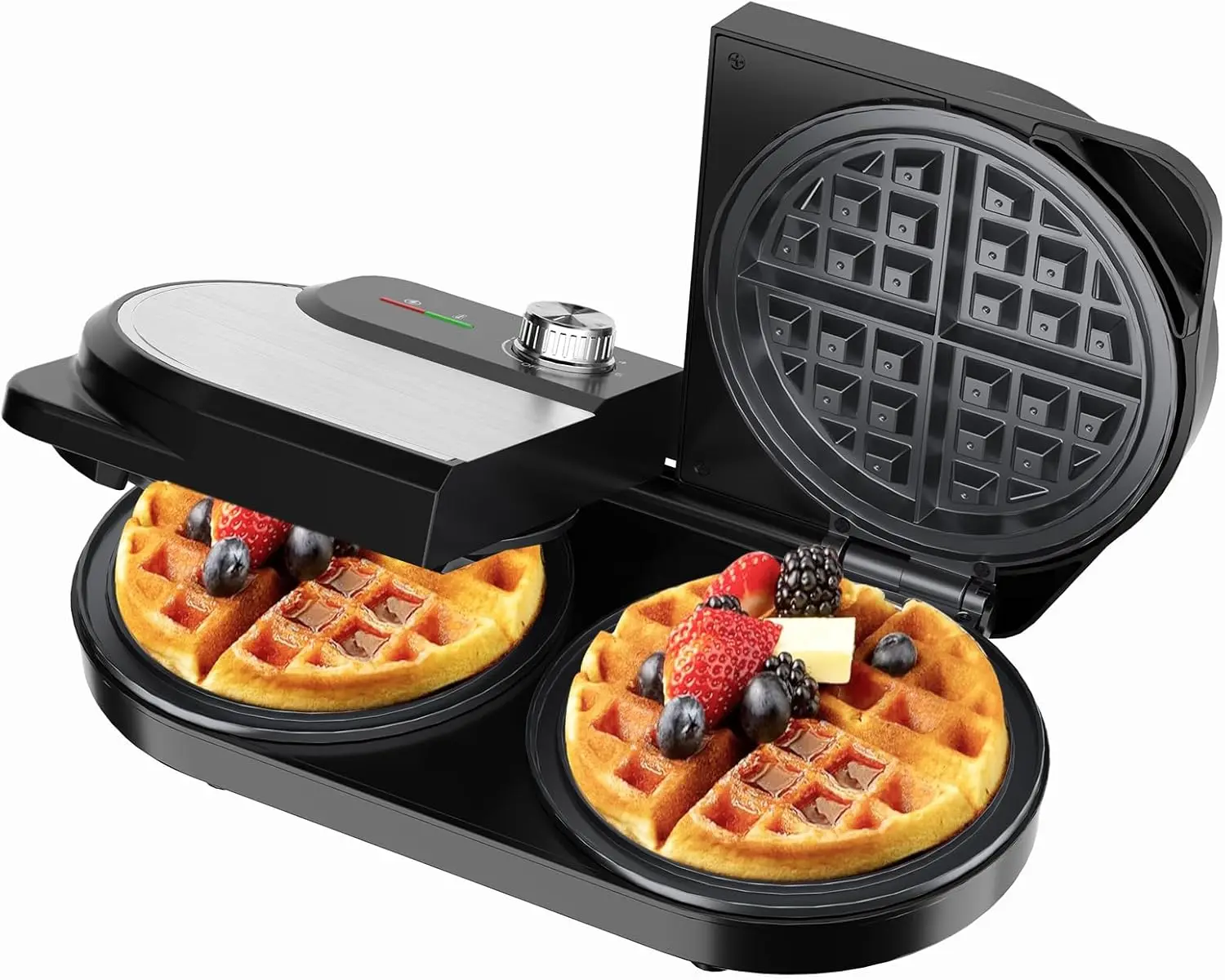Double Waffle Maker 6 Inch, 1400W Belgian Waffle Maker for Breakfast and Snacks
Double Waffle Maker 6 Inch, 1400W Belgian Waffle Maker for Breakfast and Snacks