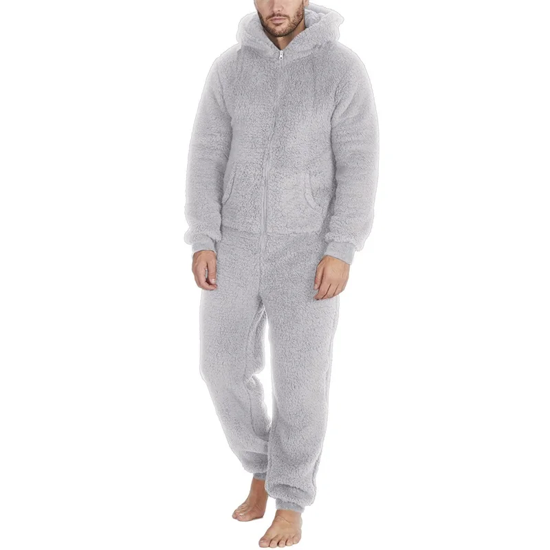 Men'S Hooded Wool Solid Color Zipper Front Full-Length Jumpsuit Suitable For Winter and Autumn Men'S Jumpsuit Warm Sleepwear
Men'S Hooded Wool Solid Color Zipper Front Full-Length Jumpsuit Suitable For Winter and Autumn Men'S Jumpsuit Warm Sleepwear