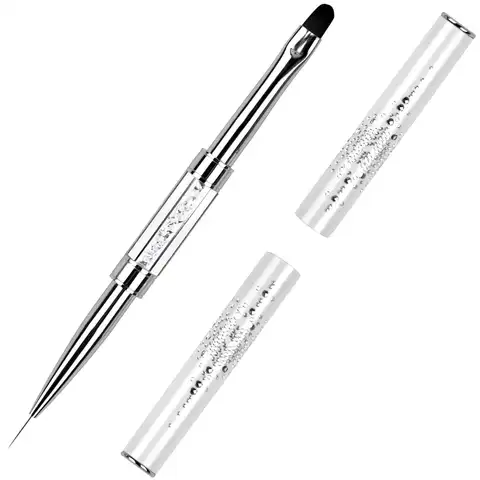 Dual-ended Nail Design Brush Rhinestone Handle UV Gel Nail Brush Professional Nail Art Tools