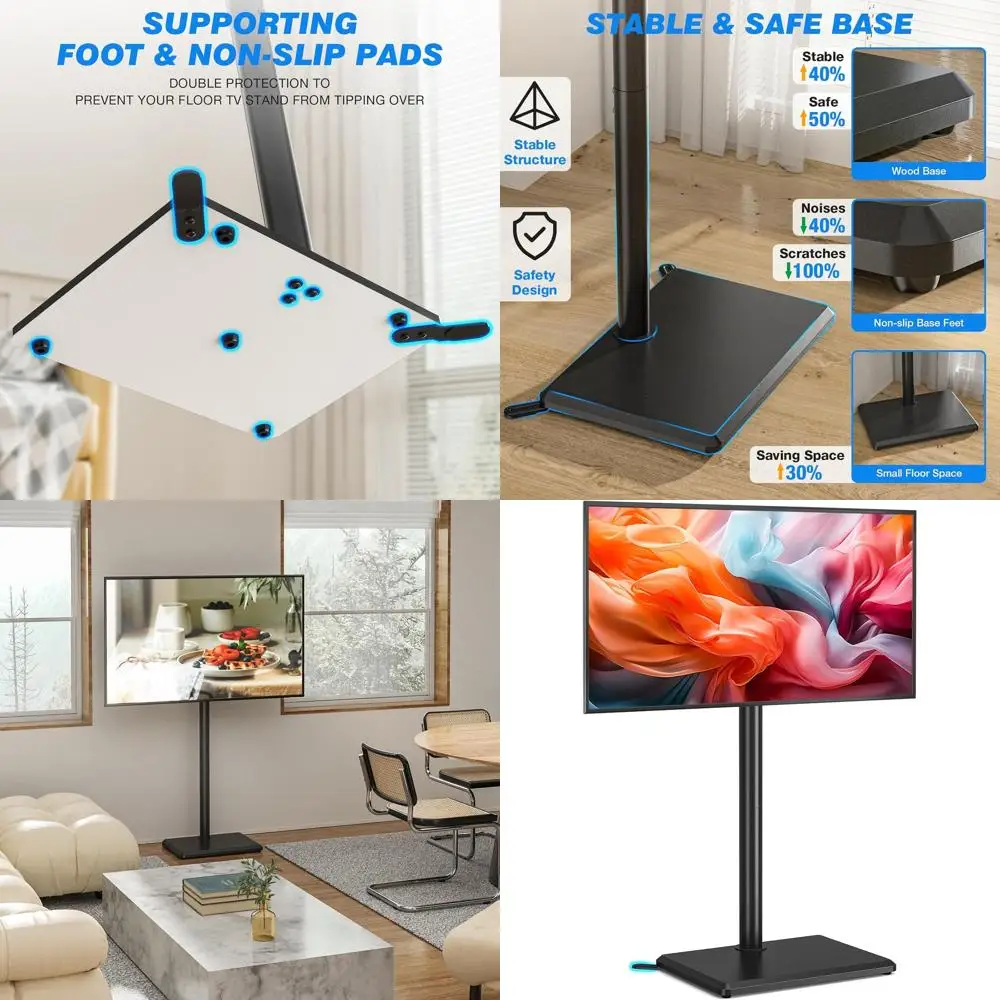 Swivel Floor TV Stand with Mount for 32-60 inch TVs up to 88 lbs, Height Adjustable Tall TV Stand with Wood Base, Saving Space D
Swivel Floor TV Stand with Mount for 32-60 inch TVs up to 88 lbs, Height Adjustable Tall TV Stand with Wood Base, Saving Space D