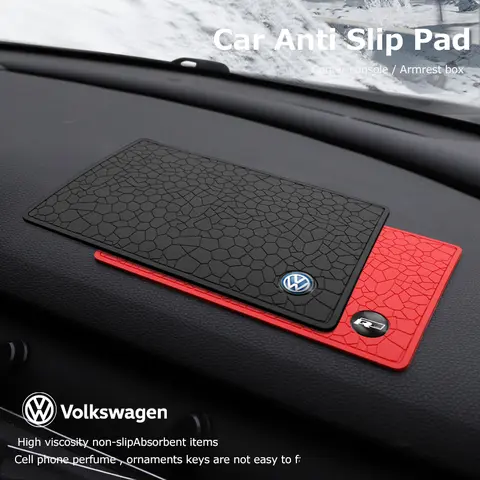 1Pcs Car Logo Anti Slip Mat Interior Dashboard Accessories For VW GTI Rline Polo Golf Passat CC Tiguan Arteon Touareg Jetta Bora