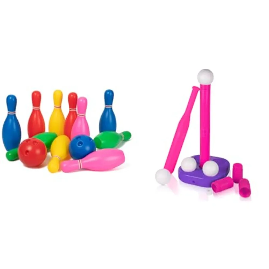 Toddler bowling and T-ball set for 2-4 year old boys and girls, plastic and wood materials, multicolor, lightweight and safe de
Toddler bowling and T-ball set for 2-4 year old boys and girls, plastic and wood materials, multicolor, lightweight and safe de