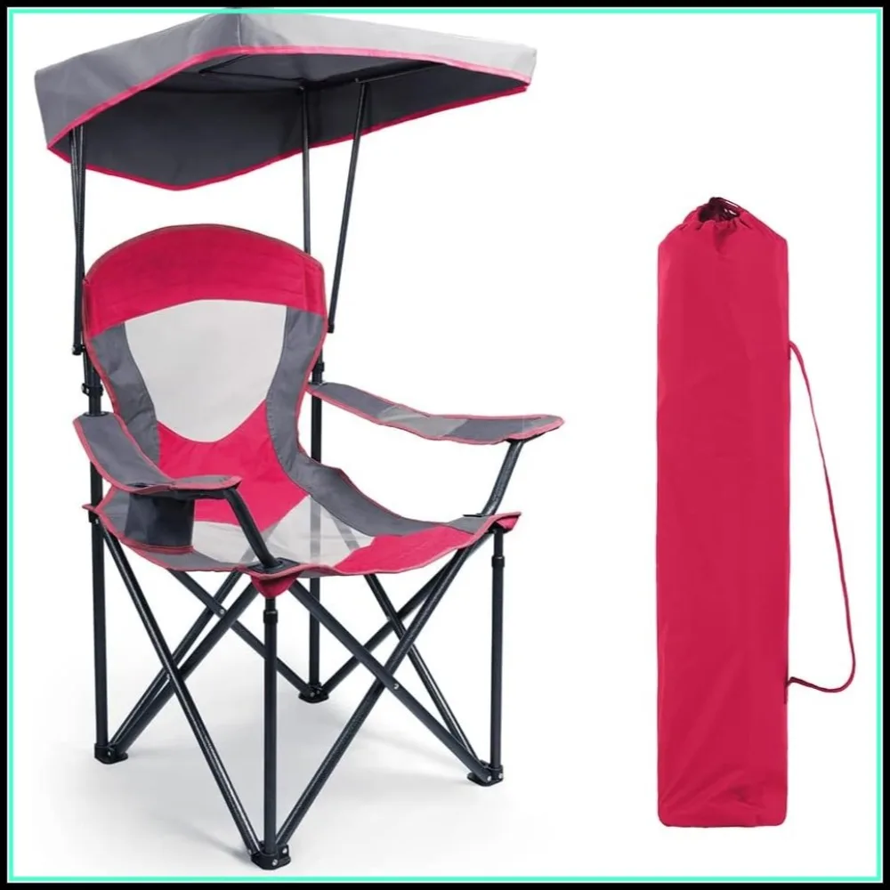 Heavy Duty Camping Chair with Canopy Shade, Cup Holder for Outdoor Beach Patio Red
Heavy Duty Camping Chair with Canopy Shade, Cup Holder for Outdoor Beach Patio Red