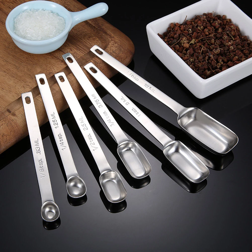 6 Pcs Stainless Steel Seasoning Spoon Set Square Head Measuring Spoons Kitchen Tools Lightweight Rustproof Long Handle
6 Pcs Stainless Steel Seasoning Spoon Set Square Head Measuring Spoons Kitchen Tools Lightweight Rustproof Long Handle