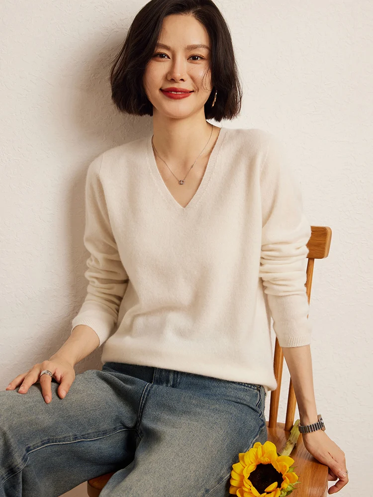 Модный женский пуловер из 100% кашемира с V-образным вырезом, ажурный свитер, весна-осень, мягкий и уютный кашемировый трикотаж, повседневная одежда
Модный женский пуловер из 100% кашемира с V-образным вырезом, ажурный свитер, весна-осень, мягкий и уютный кашемировый трикотаж, повседневная одежда