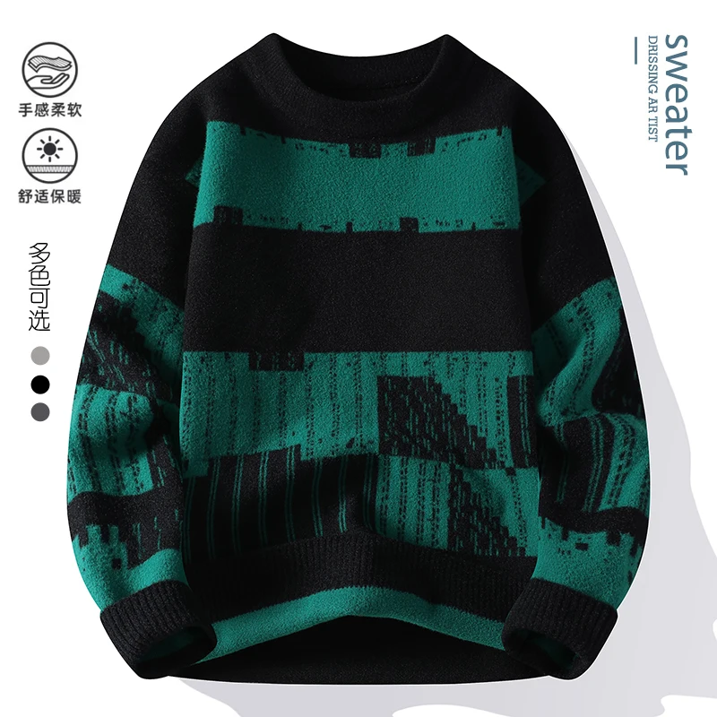 2024 Men Pullover stripe pattern Autumn Winter Fashion New Thick Sweaters With Velvet Casual And Comfortable Soft Sweater
2024 Men Pullover stripe pattern Autumn Winter Fashion New Thick Sweaters With Velvet Casual And Comfortable Soft Sweater