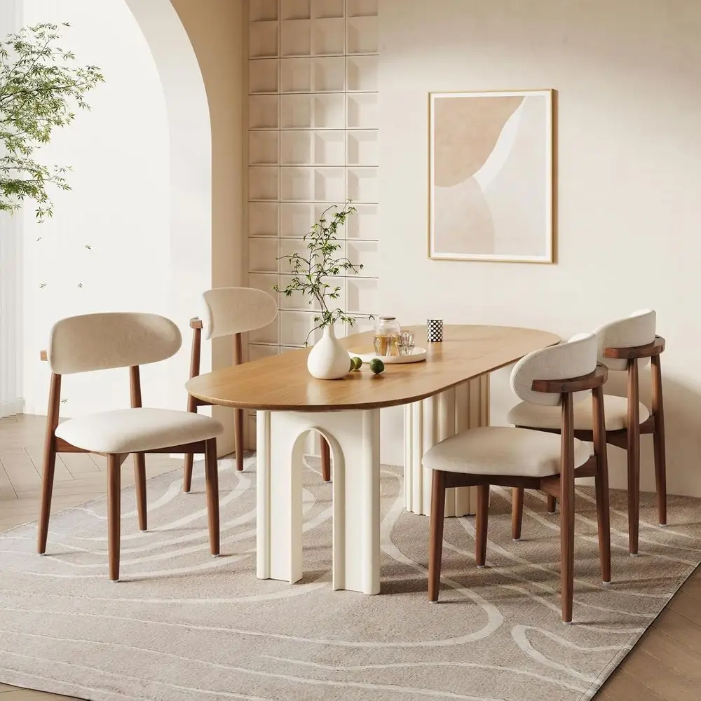 Set of 4 Wooden Side Chairs with Fabric Upholstered Seats for Kitchen, Dining, and Café Use, Beige
Set of 4 Wooden Side Chairs with Fabric Upholstered Seats for Kitchen, Dining, and Café Use, Beige
