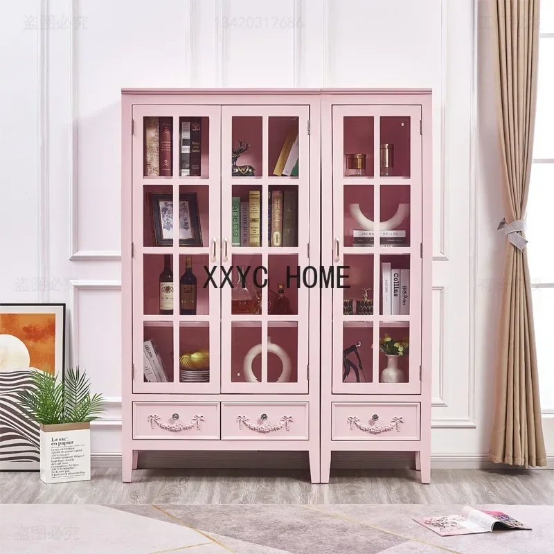 Glass Door Floor-Standing Rack Bookshelf Pink Wine Cabinet Solid Wood Display High Cabinet
Glass Door Floor-Standing Rack Bookshelf Pink Wine Cabinet Solid Wood Display High Cabinet