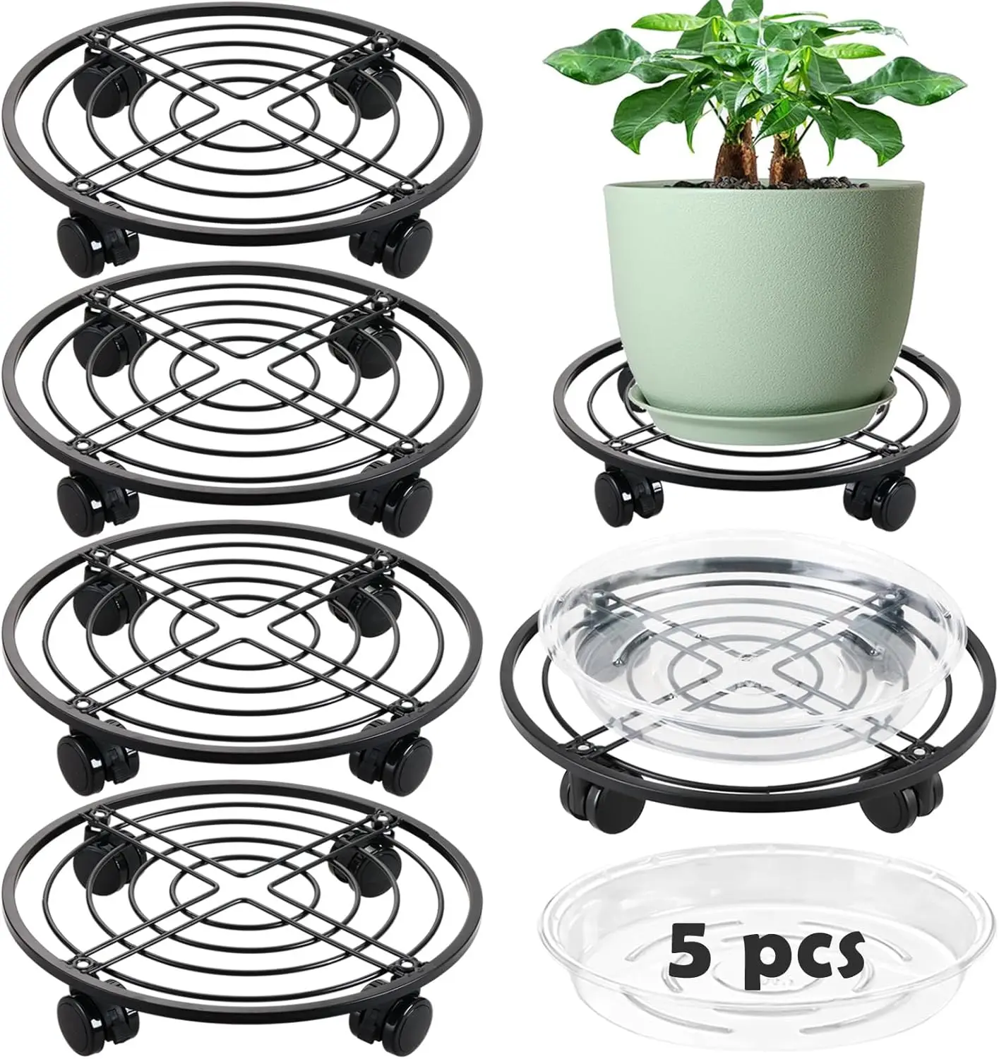 13.5" Heavy-Duty Rolling Plant Caddy with Wheels, Waterproof Metal Stand for Indoor/Outdoor Use
13.5" Heavy-Duty Rolling Plant Caddy with Wheels, Waterproof Metal Stand for Indoor/Outdoor Use