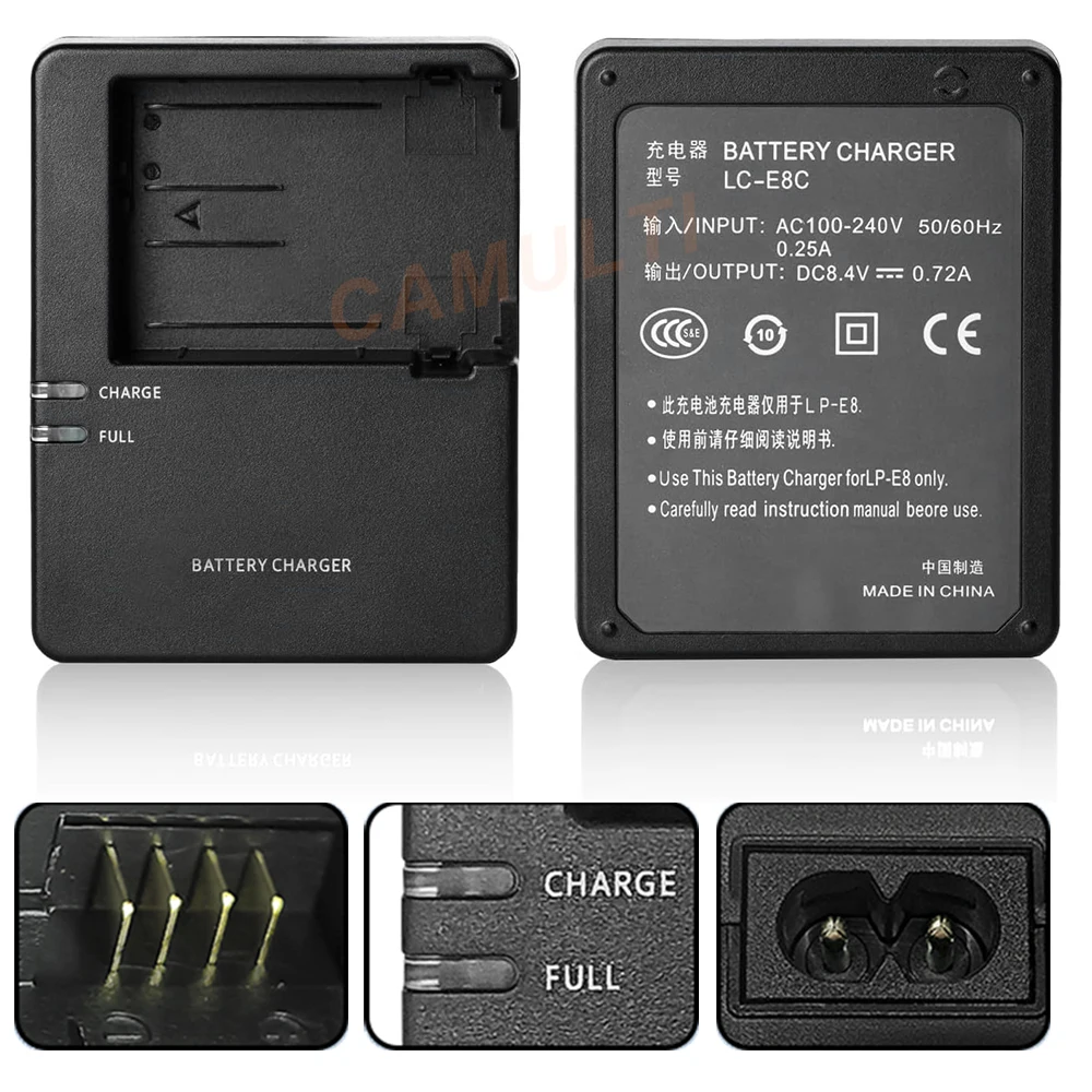 LP-E8 Camera Battery Charger Replace LC-E8C LC-E8 for Canon EOS 700D 650D 600D 550D Rebel T2i T3i T4i T5i Kiss X4 X5 X6i X7 LPE8
LP-E8 Camera Battery Charger Replace LC-E8C LC-E8 for Canon EOS 700D 650D 600D 550D Rebel T2i T3i T4i T5i Kiss X4 X5 X6i X7 LPE8