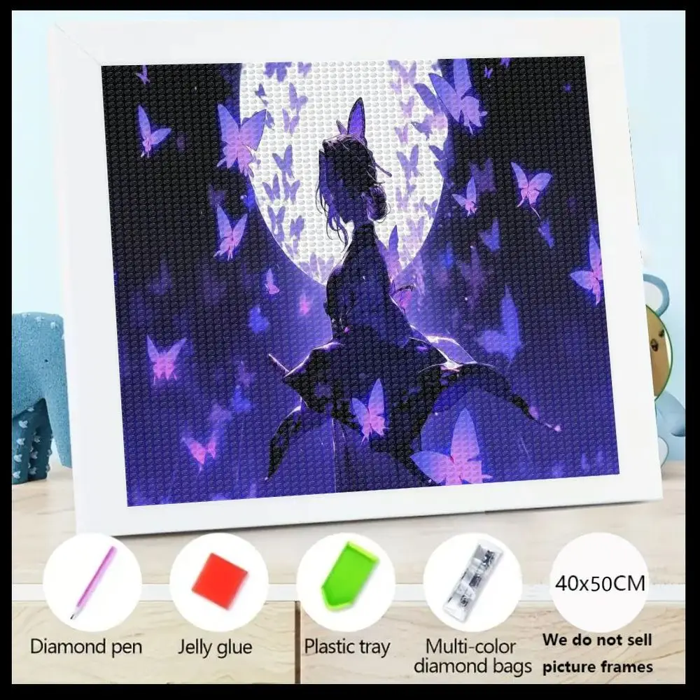 5D набор алмазной живописи «сделай сам», силуэт девушки 40x50 см с крыльями бабочки и фиолетово-розовые бабочки на фоне звездной ночи,
5D набор алмазной живописи «сделай сам», силуэт девушки 40x50 см с крыльями бабочки и фиолетово-розовые бабочки на фоне звездной ночи,